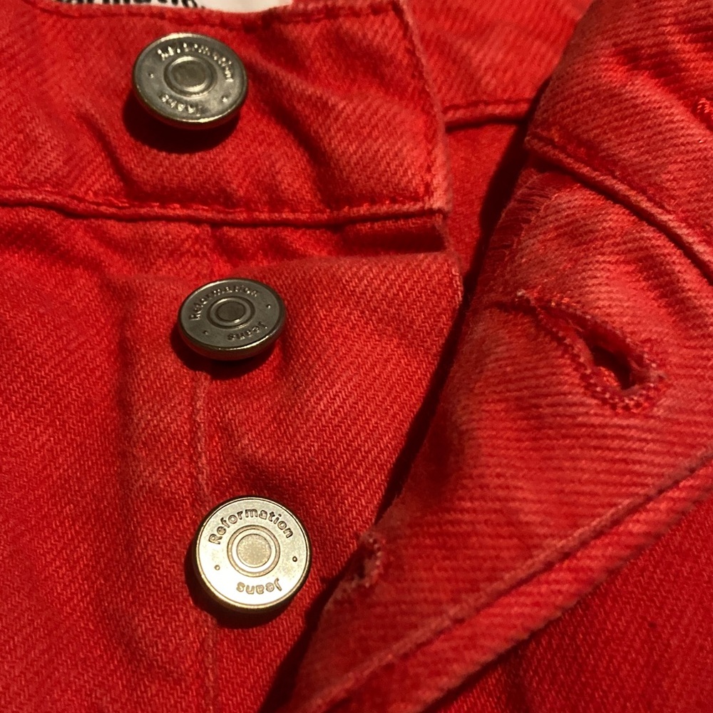 Reformation Cynthia Red High-Waisted Straight Leg Jeans - Picture 6 of 8